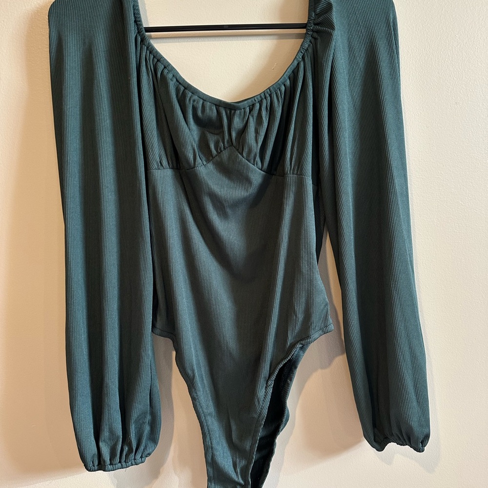 Elegant Teal Long Sleeve Bodysuit